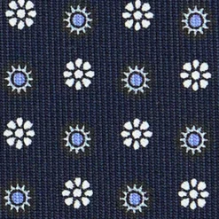 CRAVATTA SARTORIALE CLASSICA IN SETA BLU SCURO Microfantasia fiore