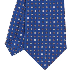CRAVATTA SARTORIALE CLASSICA IN SETA BLU Microfantasia fiore