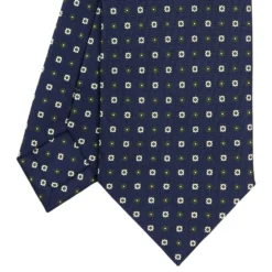 CRAVATTA SARTORIALE CLASSICA IN SETA BLU SCURO Microfantasia fiore