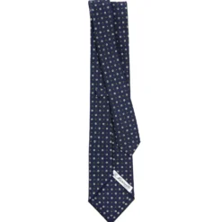 CRAVATTA SARTORIALE CLASSICA IN SETA BLU SCURO Microfantasia fiore