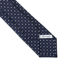 CRAVATTA SARTORIALE CLASSICA IN SETA BLU SCURO Microfantasia fiore