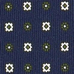 CRAVATTA SARTORIALE CLASSICA IN SETA BLU SCURO Microfantasia fiore