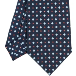 CRAVATTA SARTORIALE CLASSICA IN SETA BLU SCURO Microfantasia fiore