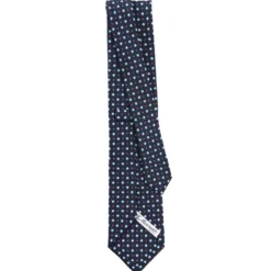CRAVATTA SARTORIALE CLASSICA IN SETA BLU SCURO Microfantasia fiore