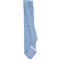 CRAVATTA SARTORIALE CLASSICA IN SETA AZZURRA Microfantasia fiore