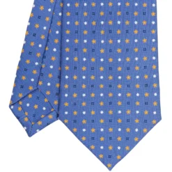 CRAVATTA SARTORIALE CLASSICA IN SETA AZZURRO POLVERE Microfantasia fiore