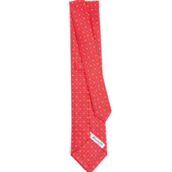 CRAVATTA SARTORIALE CLASSICA IN SETA ROSSA Microfantasia fiore