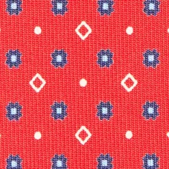 CRAVATTA SARTORIALE CLASSICA IN SETA ROSSA Microfantasia fiore