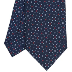 CRAVATTA SARTORIALE CLASSICA IN SETA BLU SCURO Microfantasia fiore