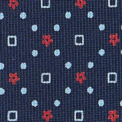 CRAVATTA SARTORIALE CLASSICA IN SETA BLU SCURO Microfantasia fiore