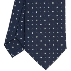 CRAVATTA SARTORIALE CLASSICA IN SETA BLU SCURO Microfantasia fiore