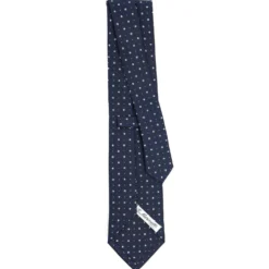 CRAVATTA SARTORIALE CLASSICA IN SETA BLU SCURO Microfantasia fiore