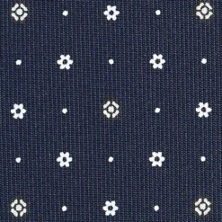 CRAVATTA SARTORIALE CLASSICA IN SETA BLU SCURO Microfantasia fiore