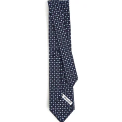 CRAVATTA SARTORIALE CLASSICA IN SETA BLU SCURO Microfantasia fiore