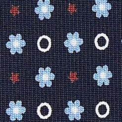 CRAVATTA SARTORIALE CLASSICA IN SETA BLU SCURO Microfantasia fiore