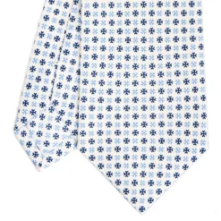 CRAVATTA SARTORIALE CLASSICA IN SETA BIANCA Microfantasia fiore
