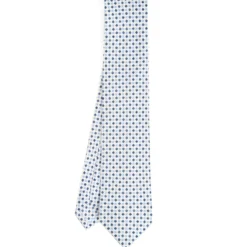 CRAVATTA SARTORIALE CLASSICA IN SETA BIANCA Microfantasia fiore