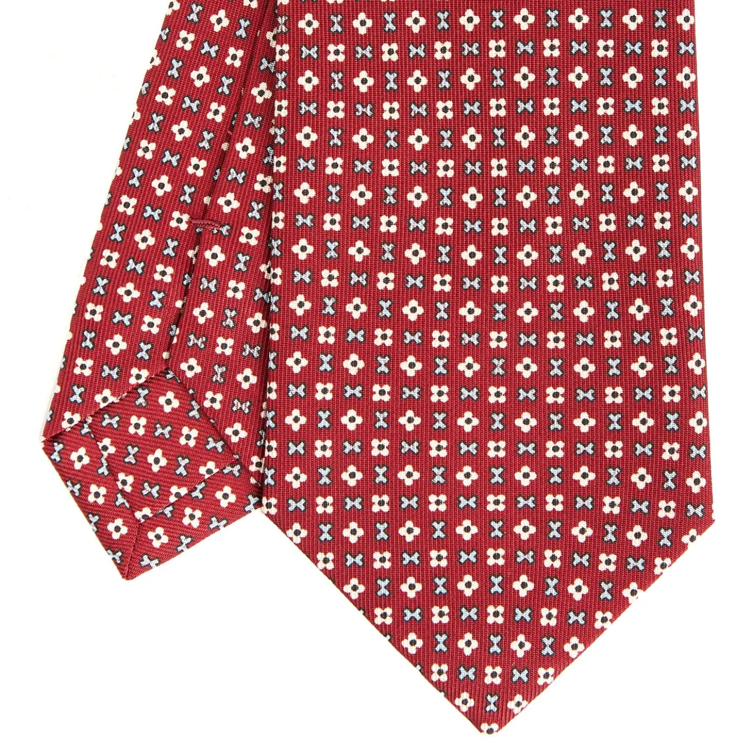 CRAVATTA SARTORIALE CLASSICA IN SETA BORDEAUX Microfantasia fiore