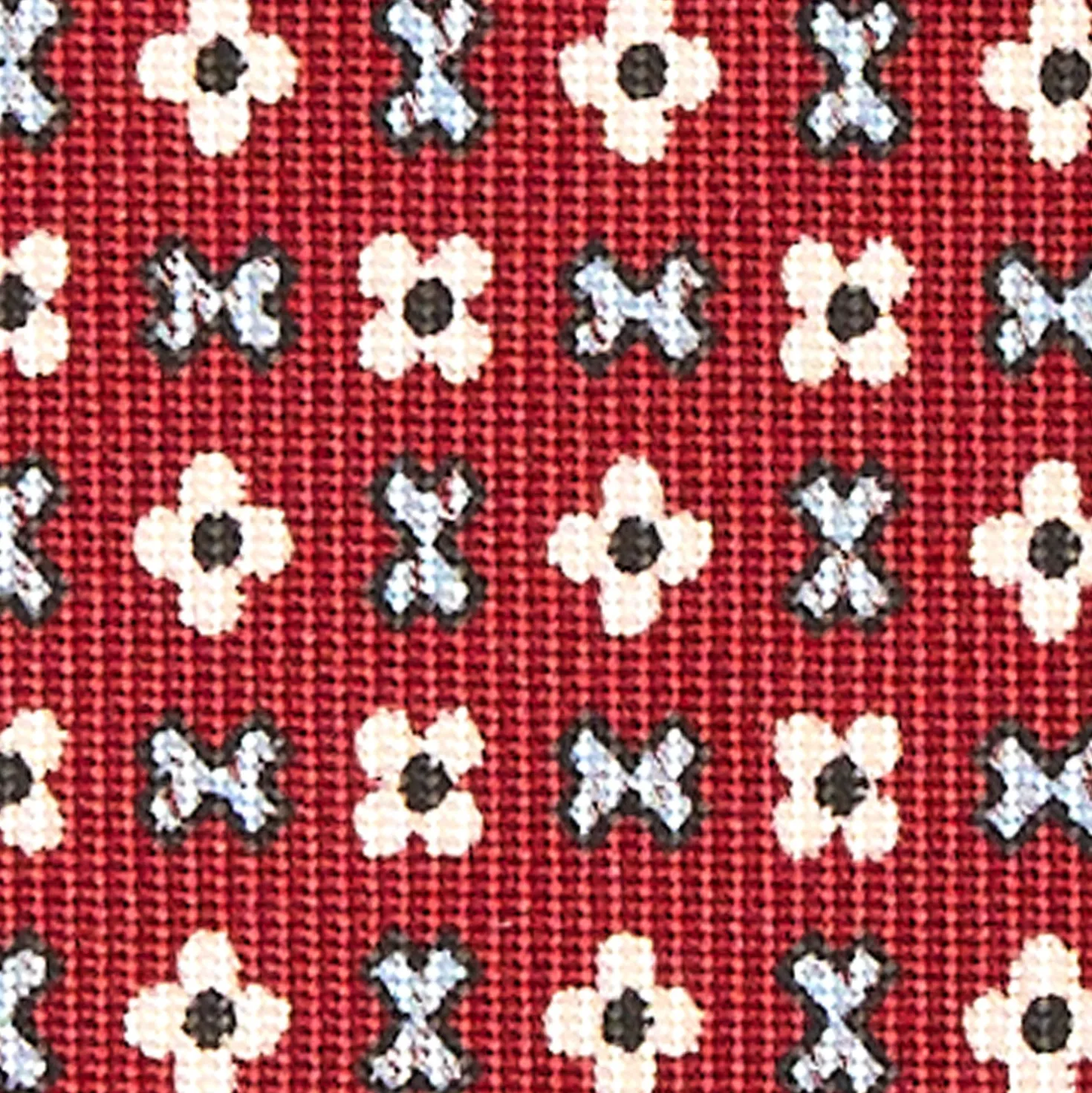 CRAVATTA SARTORIALE CLASSICA IN SETA BORDEAUX Microfantasia fiore