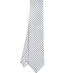 CRAVATTA SARTORIALE CLASSICA IN SETA BIANCA Microfantasia fiore