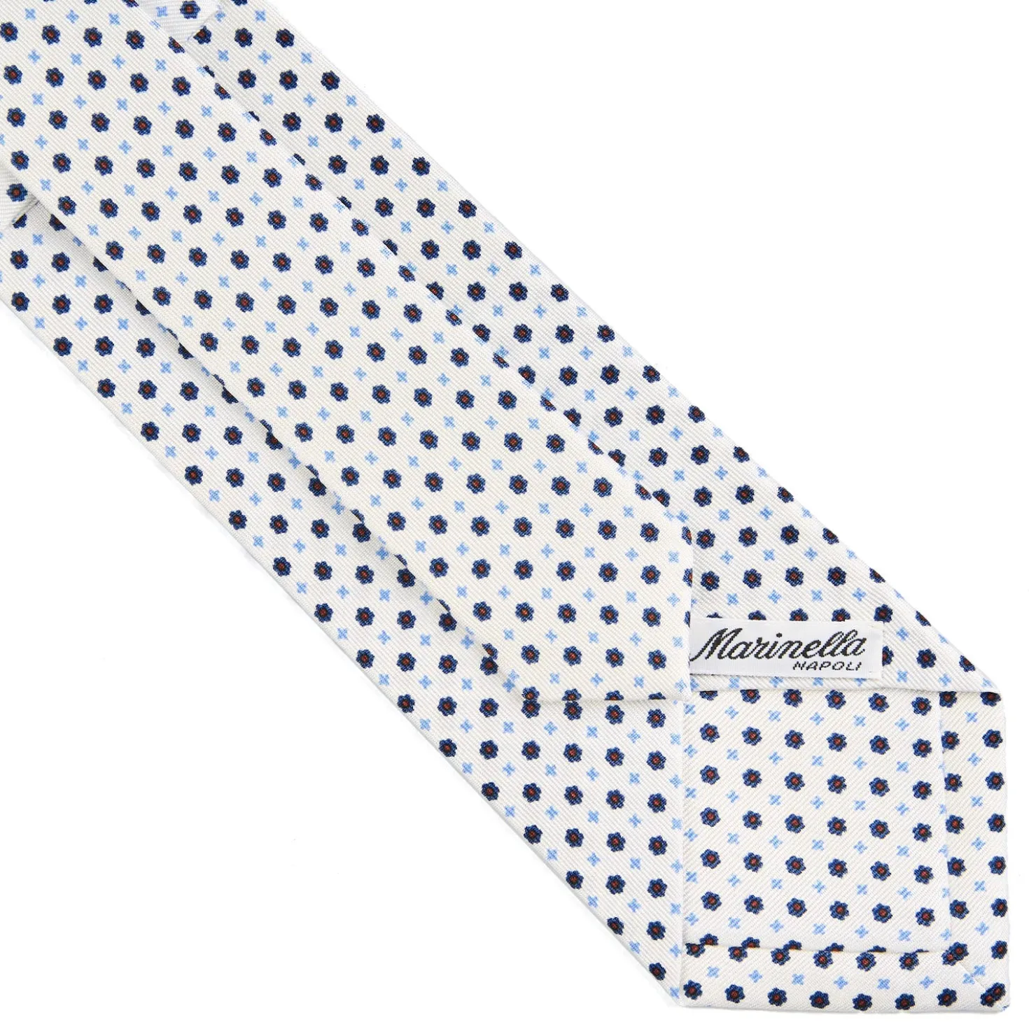 CRAVATTA SARTORIALE CLASSICA IN SETA BIANCA Microfantasia fiore