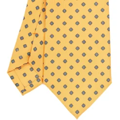 CRAVATTA SARTORIALE CLASSICA IN SETA GIALLA Microfantasia fiore