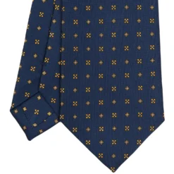 CRAVATTA SARTORIALE CLASSICA IN SETA BLU SCURO Microfantasia fiore