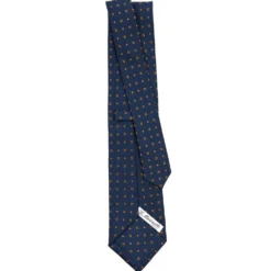 CRAVATTA SARTORIALE CLASSICA IN SETA BLU SCURO Microfantasia fiore