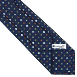 CRAVATTA SARTORIALE CLASSICA IN SETA BLU SCURO Microfantasia fiore