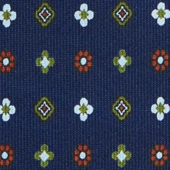 CRAVATTA SARTORIALE CLASSICA IN SETA BLU SCURO Microfantasia fiore