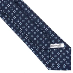 CRAVATTA SARTORIALE CLASSICA IN SETA BLU SCURO Microfantasia fiore