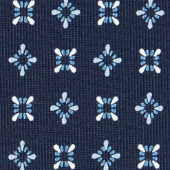 CRAVATTA SARTORIALE CLASSICA IN SETA BLU SCURO Microfantasia fiore