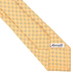 CRAVATTA SARTORIALE CLASSICA IN SETA GIALLA Microfantasia fiore