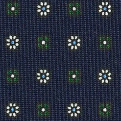CRAVATTA SARTORIALE CLASSICA IN SETA BLU SCURO Microfantasia fiore