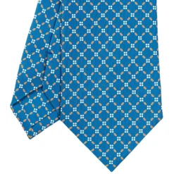 CRAVATTA SARTORIALE CLASSICA IN SETA BLU MEDIO Microfantasia fiore