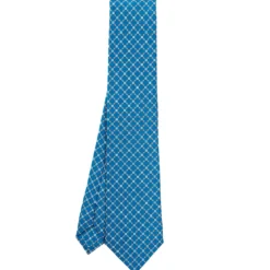 CRAVATTA SARTORIALE CLASSICA IN SETA BLU MEDIO Microfantasia fiore