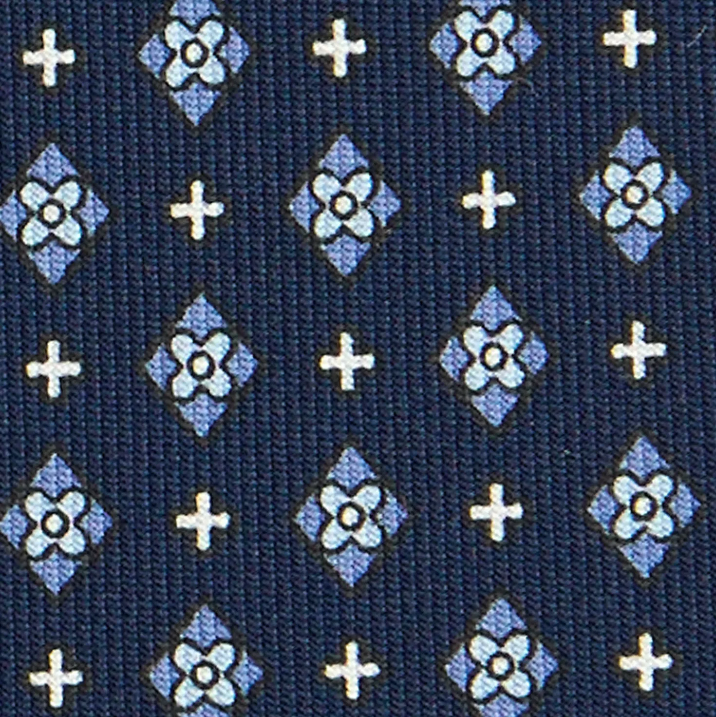 CRAVATTA SARTORIALE CLASSICA IN SETA BLU SCURO Microfantasia fiore
