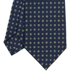 CRAVATTA SARTORIALE CLASSICA IN SETA BLU SCURO Microfantasia fiore