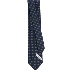 CRAVATTA SARTORIALE CLASSICA IN SETA BLU SCURO Microfantasia fiore