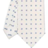 CRAVATTA SARTORIALE CLASSICA IN SETA BIANCA Microfantasia fiore