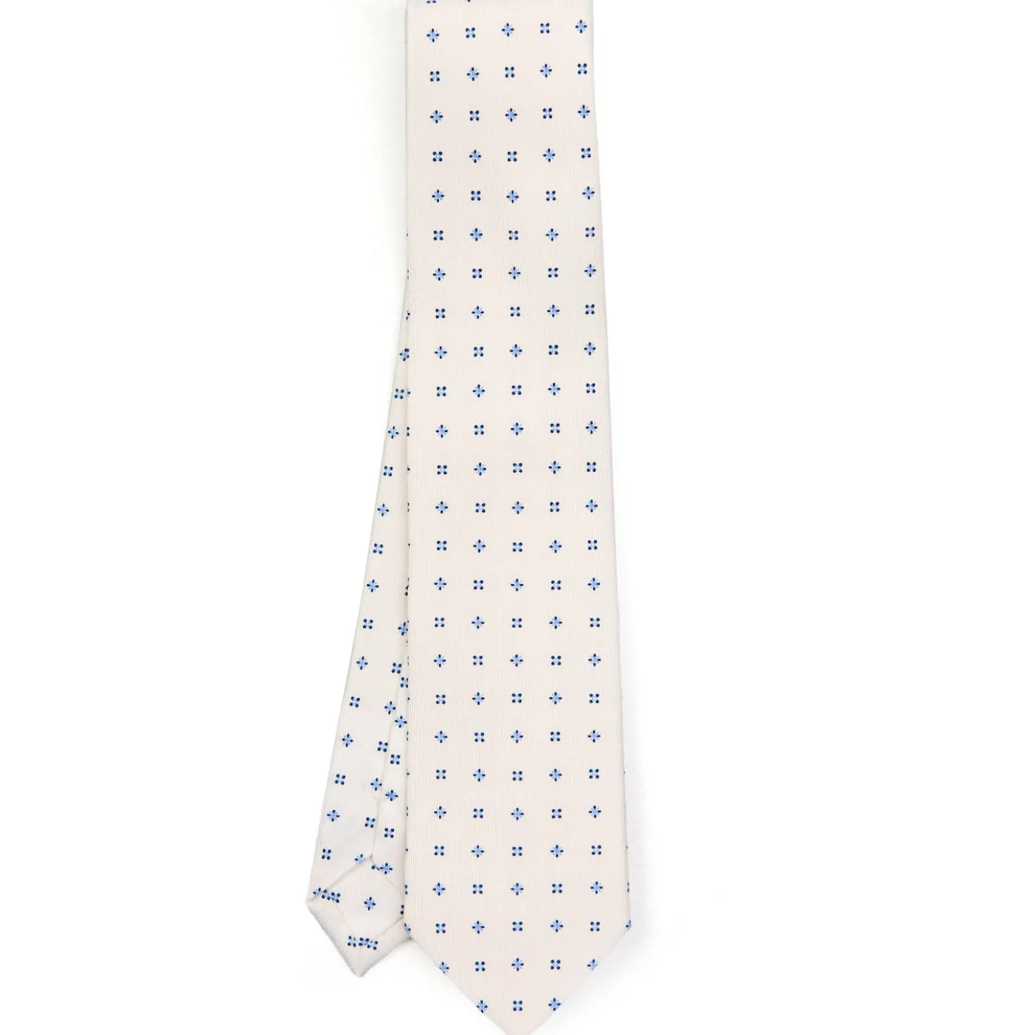 CRAVATTA SARTORIALE CLASSICA IN SETA BIANCA Microfantasia fiore
