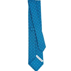 CRAVATTA SARTORIALE CLASSICA IN SETA BLU MEDIO Microfantasia fiore