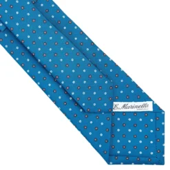 CRAVATTA SARTORIALE CLASSICA IN SETA BLU MEDIO Microfantasia fiore