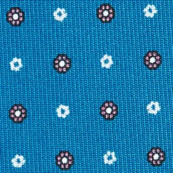 CRAVATTA SARTORIALE CLASSICA IN SETA BLU MEDIO Microfantasia fiore