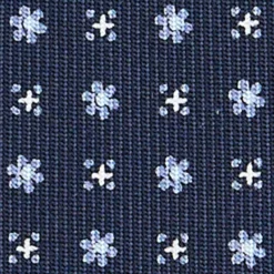 CRAVATTA SARTORIALE CLASSICA IN SETA BLU SCURO Microfantasia fiore