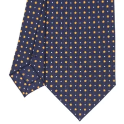 CRAVATTA SARTORIALE CLASSICA IN SETA BLU SCURO Microfantasia fiore
