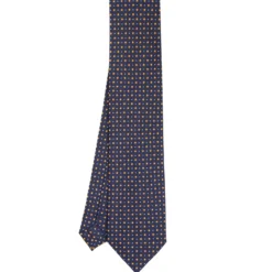 CRAVATTA SARTORIALE CLASSICA IN SETA BLU SCURO Microfantasia fiore