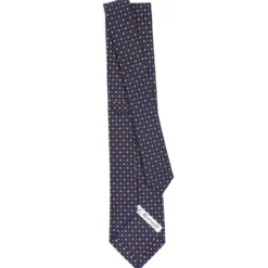 CRAVATTA SARTORIALE CLASSICA IN SETA BLU SCURO Microfantasia fiore