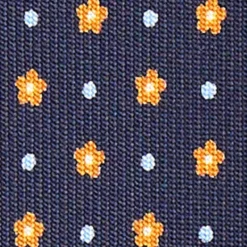 CRAVATTA SARTORIALE CLASSICA IN SETA BLU SCURO Microfantasia fiore