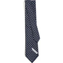 CRAVATTA SARTORIALE CLASSICA IN SETA BLU SCURO Microfantasia fiore